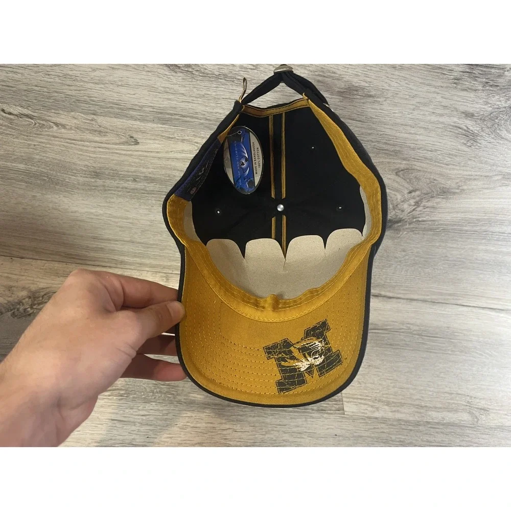 Vintage Mizzou‎ Missouri Tigers Strapback Hat NWT Adjustable Mens Black Yellow